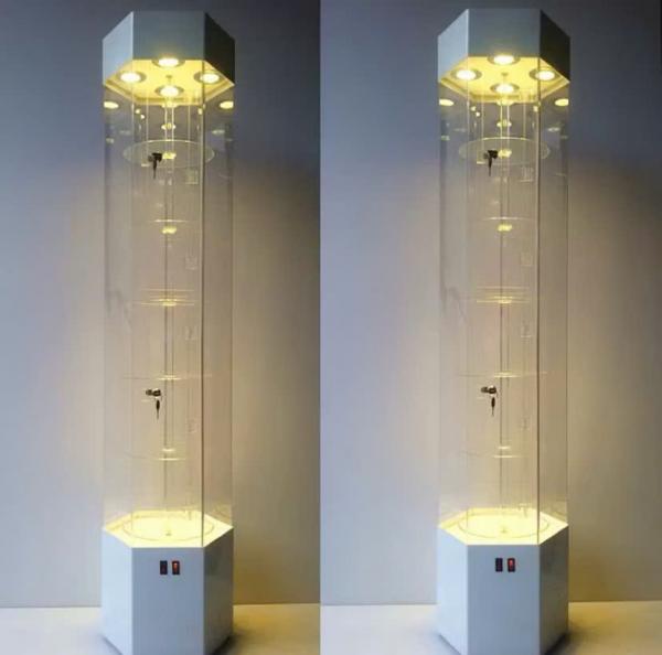 TỦ, KỆ TRƯNG BÀY SẢN PHẨM XOAY 360 ĐỘ CÓ ĐÈN LED